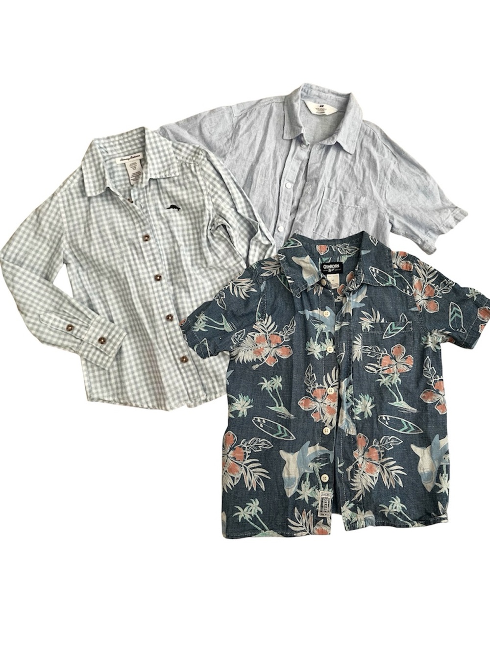 3-Shirt Bundle Tommy Bahama, Oshkosh & H&M Baby Blue 100% Cotton